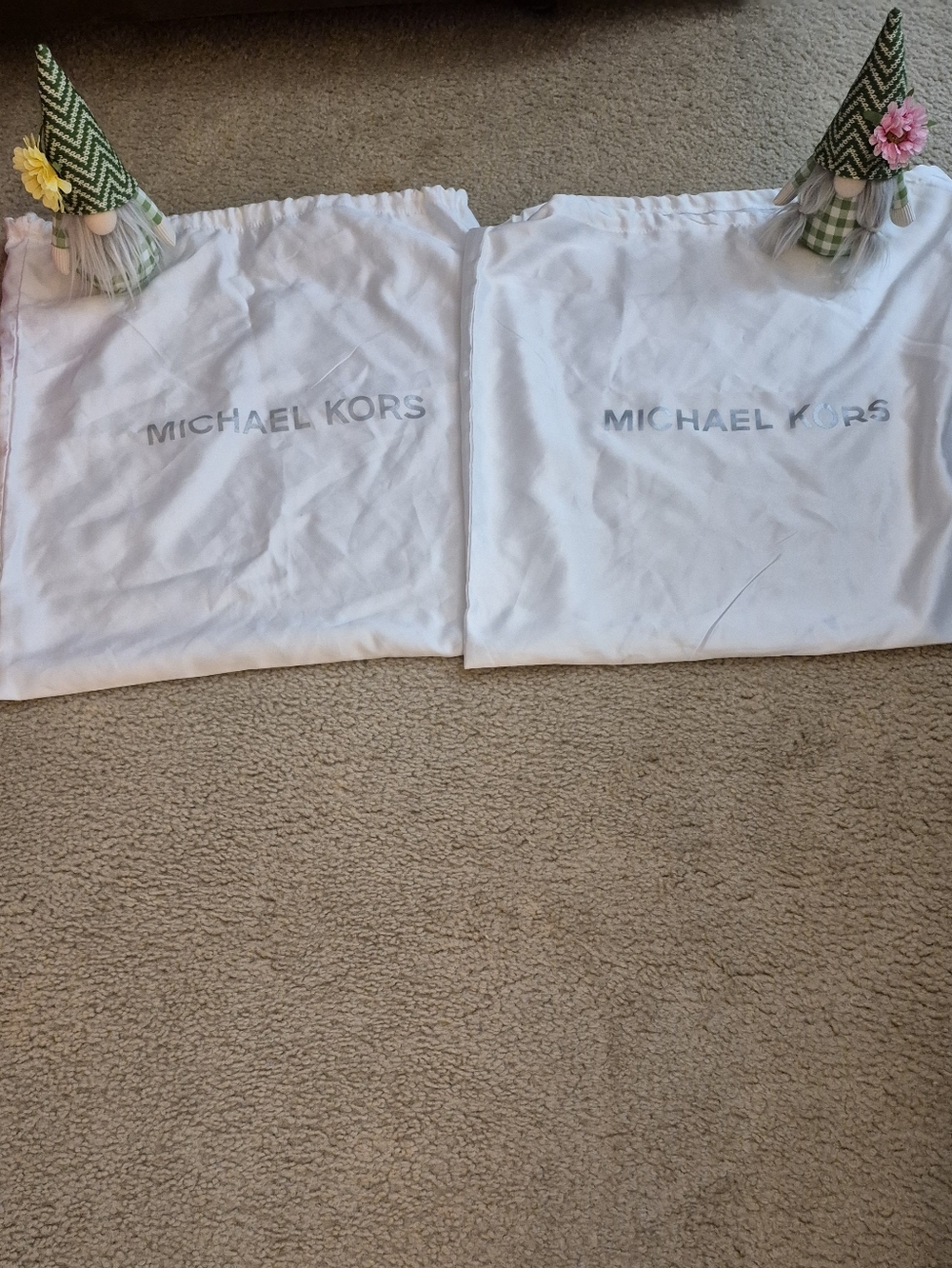 Michael Kors White Dust Bags with Gray Logo - Set of 2. GOOD CONDITION
